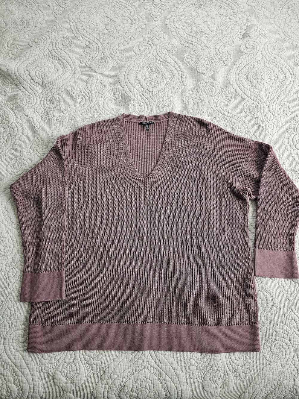 Eileen Fisher Relaxed V-Neck Sweater in Dusty Mauve
